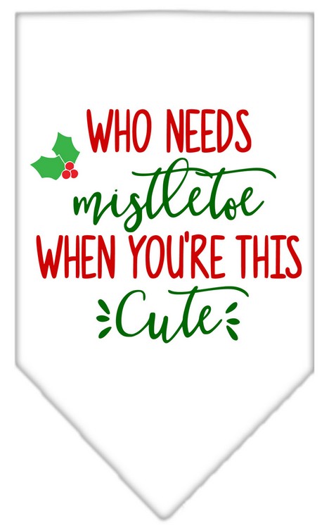 Who Needs Mistletoe Screen Print Bandana White Small